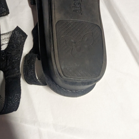 Alegria Kleo Comfort Black Silver Leaf Platform Sandals Gladiator Size 41 - Picture 12 of 12